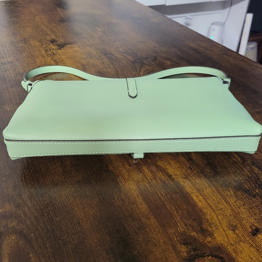 Coach Hamptons Small Leather Shoulder Bag.  Color: Pale Pistachio - Picture 8 of 16